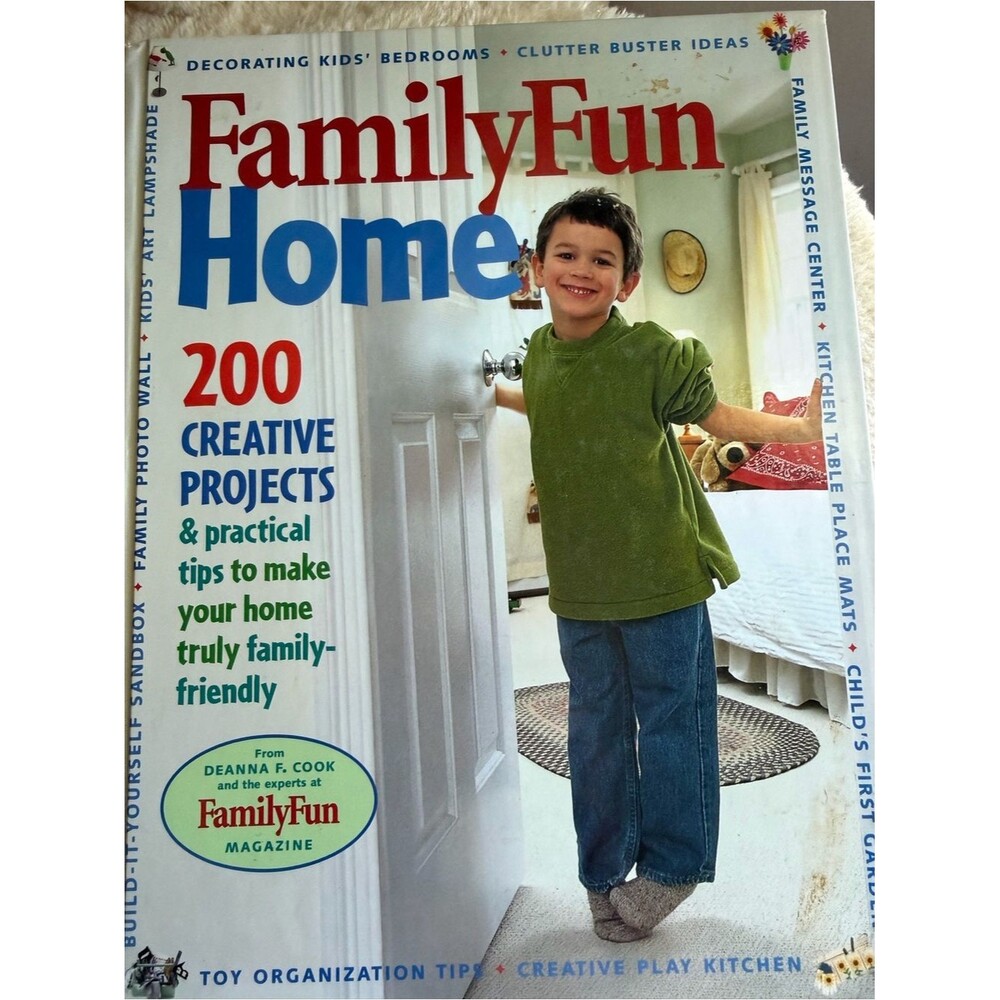 FamilyFun Boock collage with yellow, red, blue, green accents